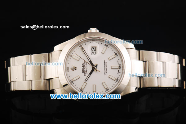 Rolex Datejust II Oyster Perpetual Swiss ETA 2836 Automatic Movement Full Steel with White Dial and White Stick Markers - Click Image to Close